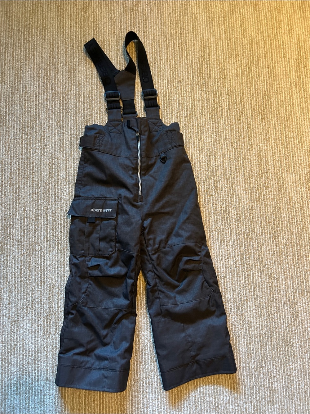 Obermeyer Kids Black Snow Bib Overalls with Adjustable Straps, Size 5